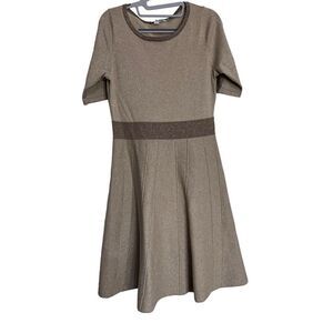 Boden Milano Dress Womens Size 8R US Metallic Sparkle Fit & Flare Champagne Knit